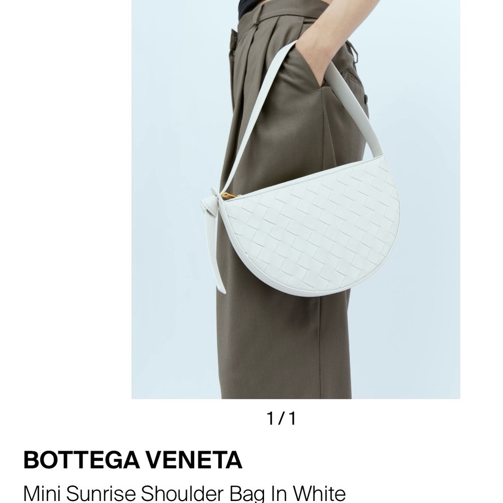 Bottega Veneta White Intrecciato Mini Sunrise  Shoulder Bag